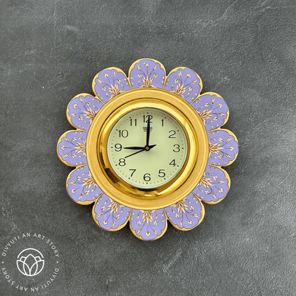 Lilac Handpainted Marble Clock