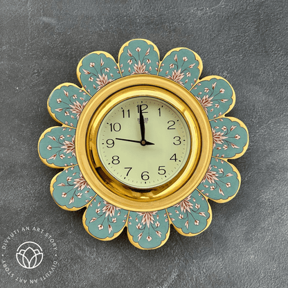 Green Handpainted Marble Clock