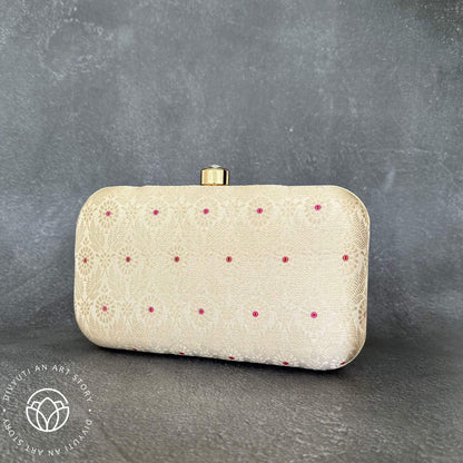 Banarasi Handloom Clutch - Ivory