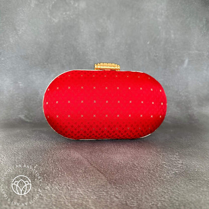 Banarasi Handloom Clutch - Red