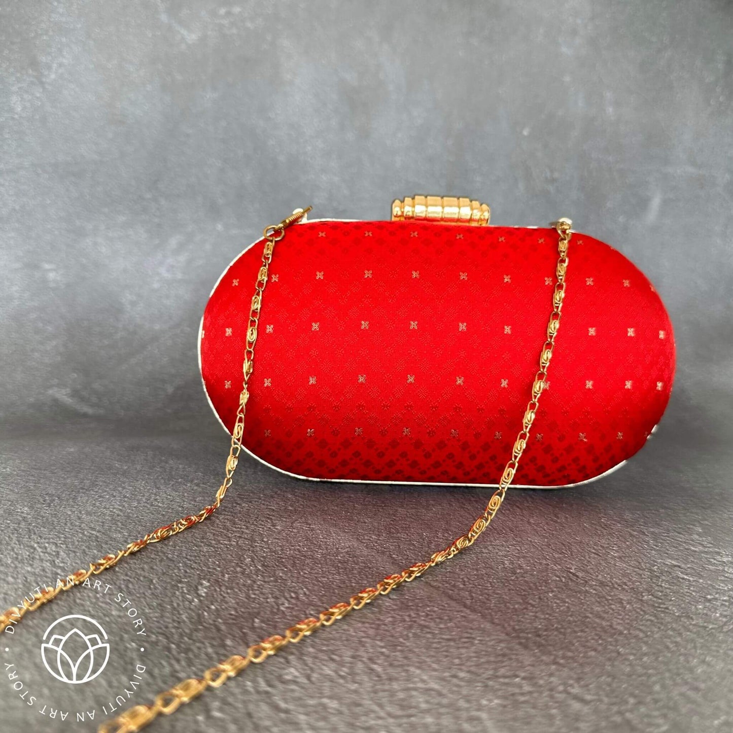 Banarasi Handloom Clutch - Red