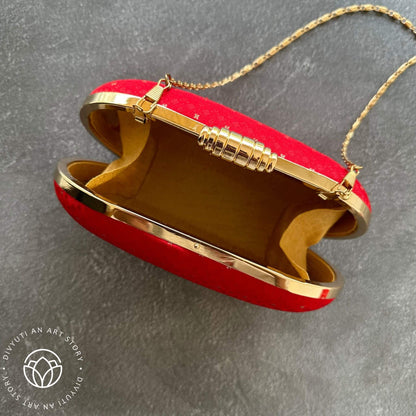 Banarasi Handloom Clutch - Red