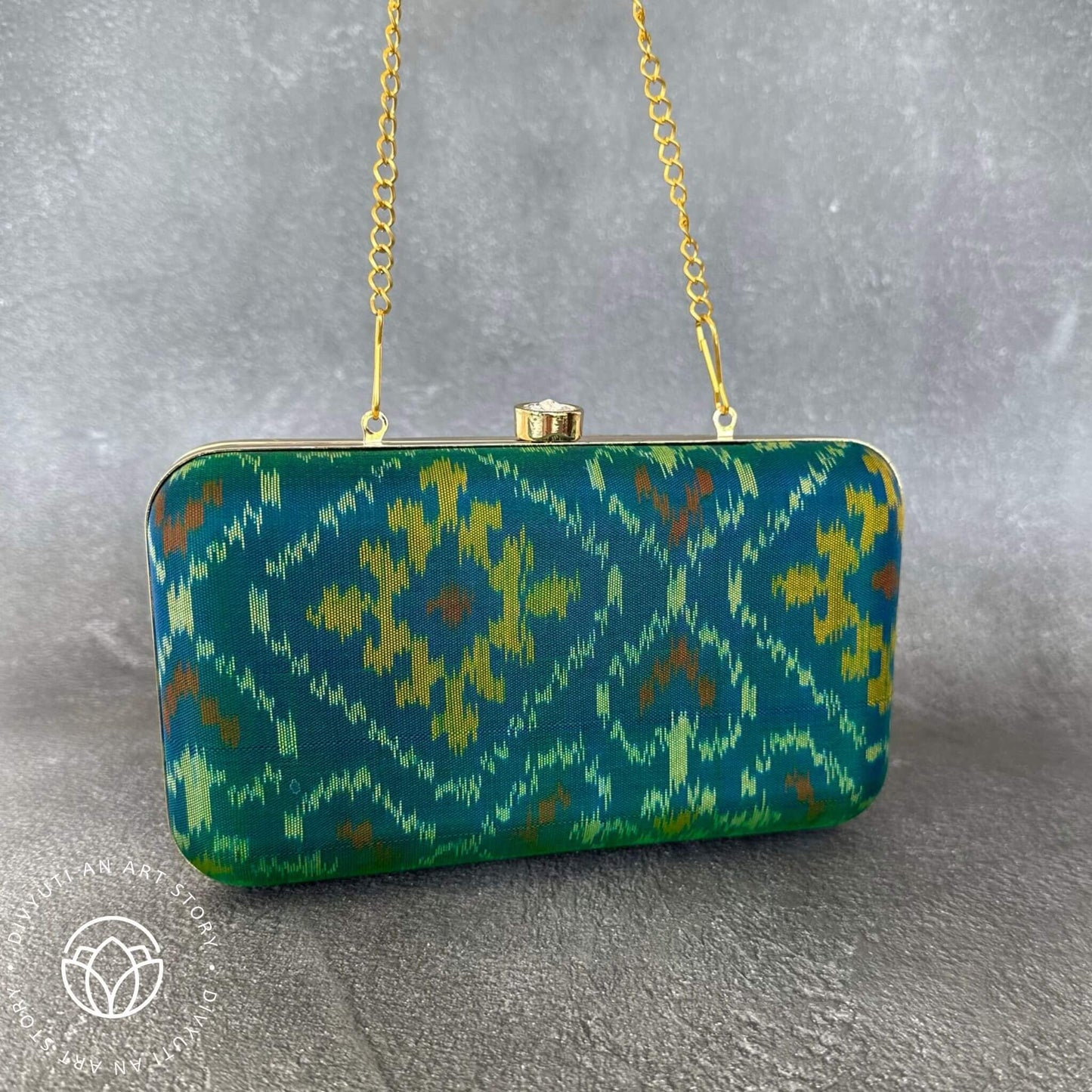 Patola Handloom Clutch - Green